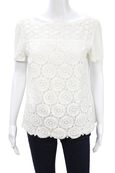 Tory Burch Womens Bohemian Geometric Cotton Round Neck Short Sleeve Tee Size M