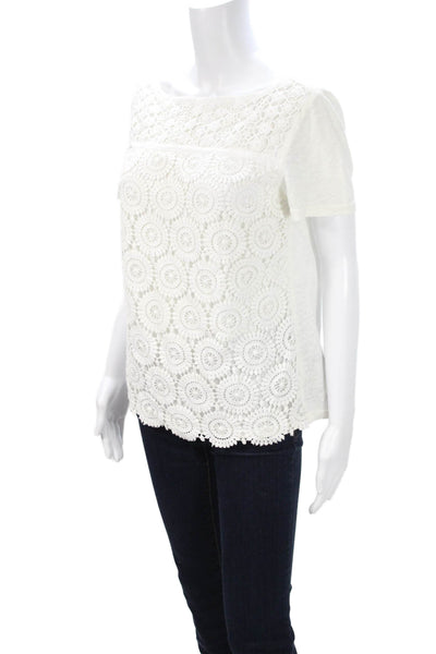 Tory Burch Womens Bohemian Geometric Cotton Round Neck Short Sleeve Tee Size M