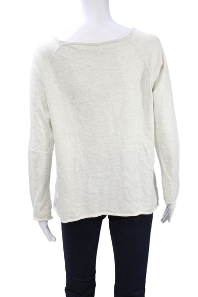 Margaret OLeary Women Basic Beige Cotton Round Neck Sweater Long Sleeve Size M