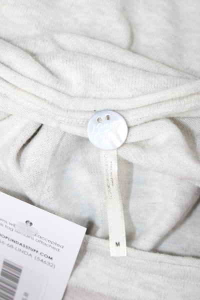 Margaret OLeary Women Basic Beige Cotton Round Neck Sweater Long Sleeve Size M