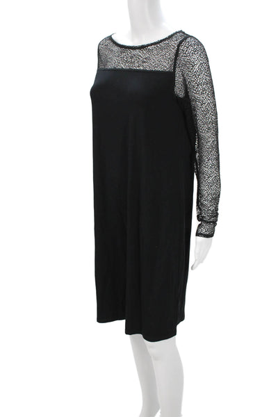 Eileen Fisher Women Shift Dress Black Long Sleeve Round Neck Size S