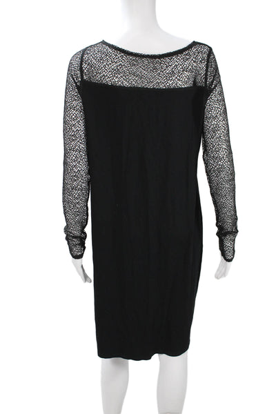 Eileen Fisher Women Shift Dress Black Long Sleeve Round Neck Size S