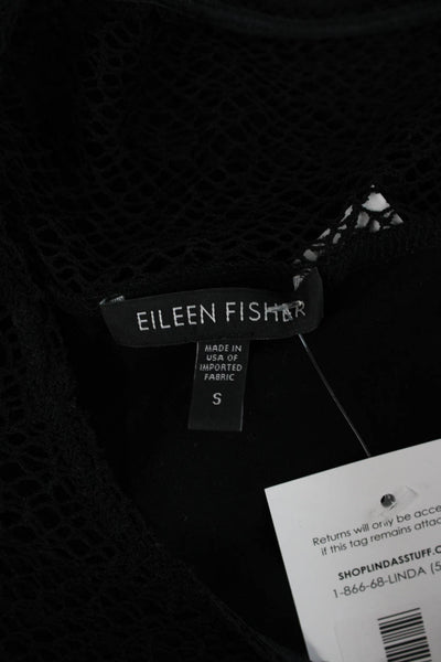 Eileen Fisher Women Shift Dress Black Long Sleeve Round Neck Size S