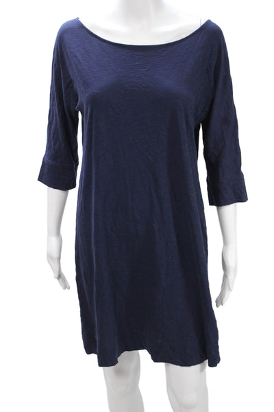 Lilly Pulitzer Women Dark Blue Cotton Shift T-Shirt Dress 3/4 Sleeve Size M