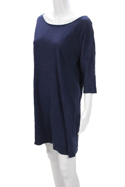 Lilly Pulitzer Women Dark Blue Cotton Shift T-Shirt Dress 3/4 Sleeve Size M
