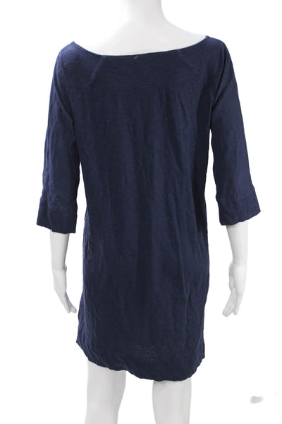 Lilly Pulitzer Women Dark Blue Cotton Shift T-Shirt Dress 3/4 Sleeve Size M