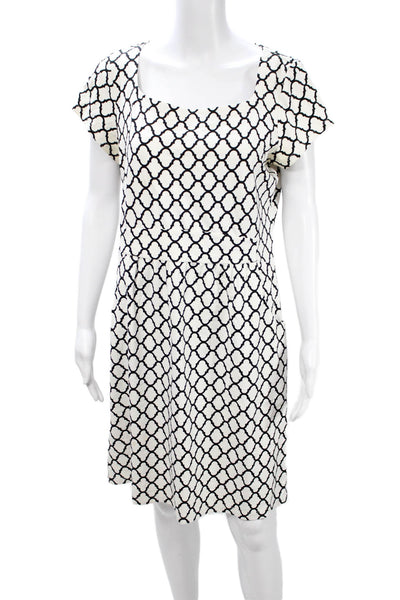 J. Mclaughlin Womens Shift Dress Black Square Neck Short Sleeve Size L