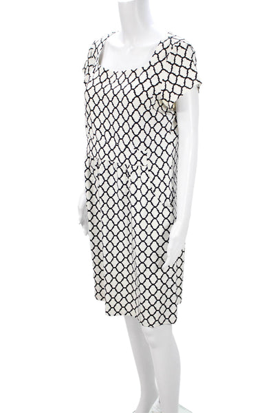 J. Mclaughlin Womens Shift Dress Black Square Neck Short Sleeve Size L