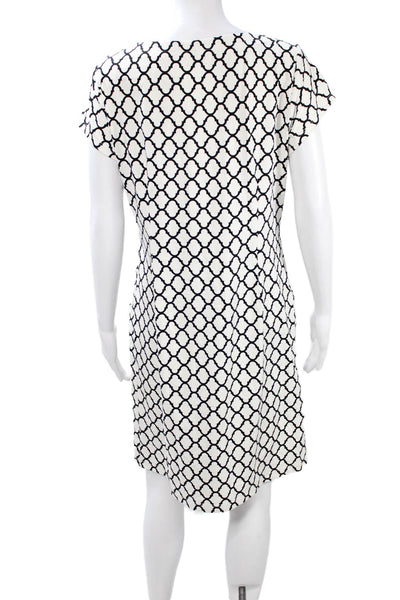 J. Mclaughlin Womens Shift Dress Black Square Neck Short Sleeve Size L