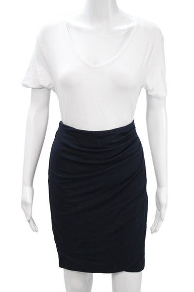 J. Mclaughlin Women Dark Blue Nylon Straight Pencil Short Skirt Size 10