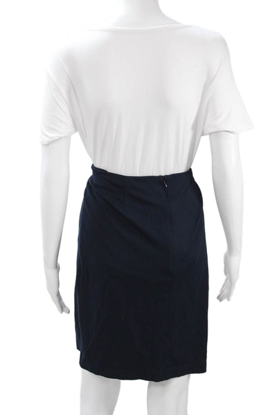 J. Mclaughlin Women Dark Blue Nylon Straight Pencil Short Skirt Size 10