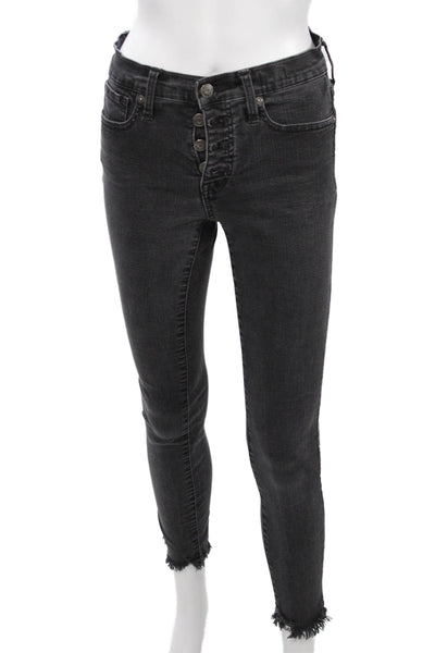 Madewell Women Ankle Skinny Jeans Dark Gray Button Mid Rise Size 26