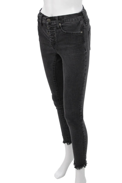 Madewell Women Ankle Skinny Jeans Dark Gray Button Mid Rise Size 26