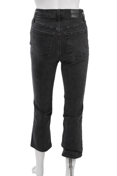 Madewell Women Cropped Skinny Jeans Dark Gray Button Mid Rise Size 25