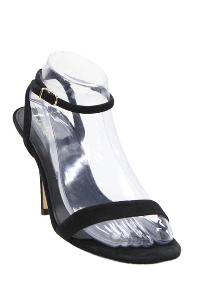 Larroude Womens Suede Ankle Strap Sandals Black Size 9