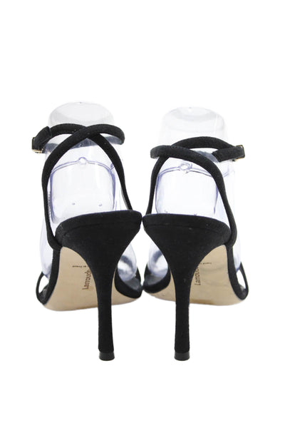 Larroude Womens Suede Ankle Strap Sandals Black Size 9