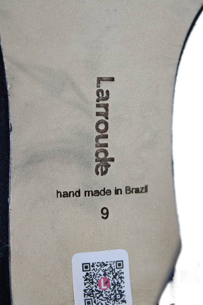 Larroude Womens Suede Ankle Strap Sandals Black Size 9