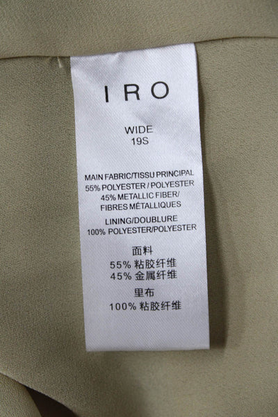 IRO Women Blouson Wrap Dress Beige V-Neck Metallic Waist 24 Size 34