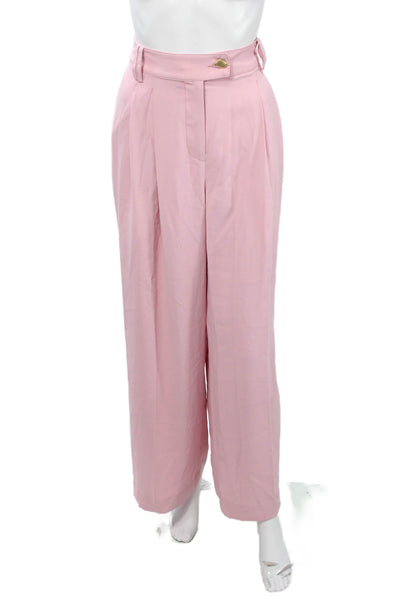 Aje Women Dress Pants Pink Satin Crepe Stretch Size 10