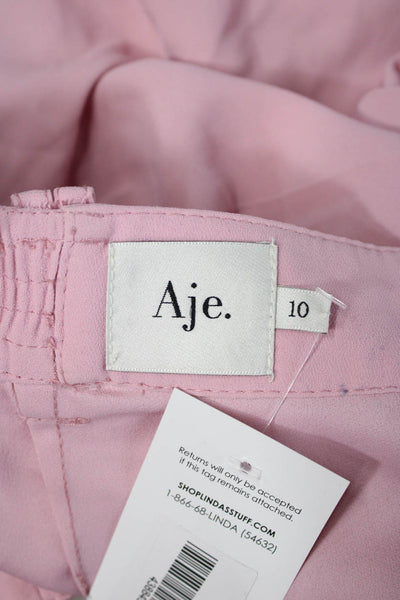 Aje Women Dress Pants Pink Satin Crepe Stretch Size 10
