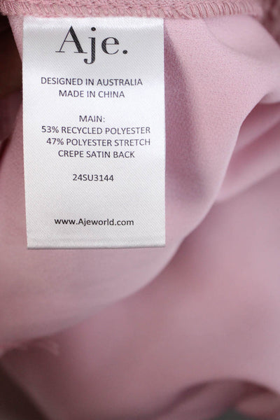 Aje Women Dress Pants Pink Satin Crepe Stretch Size 10
