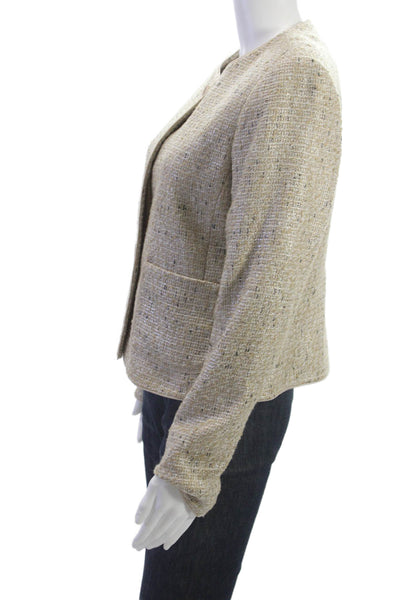 Calvin Klein Women Tweed Beige Button Long Sleeve Blazer Size 6