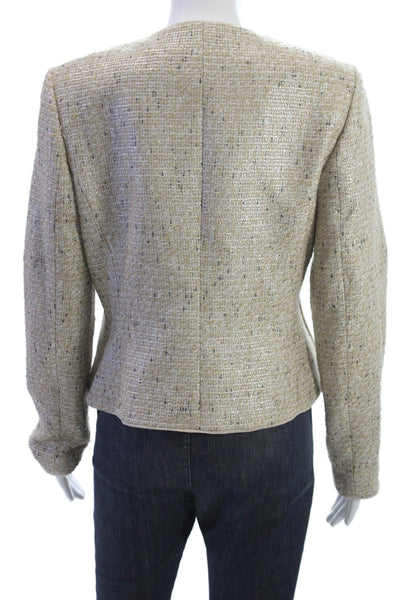 Calvin Klein Women Tweed Beige Button Long Sleeve Blazer Size 6