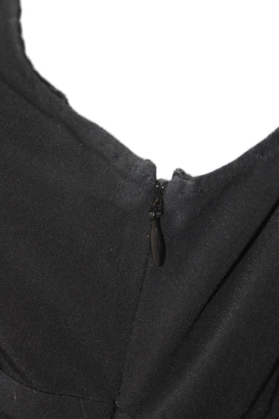 T Tahari Women Wrap Floral V-Neck Knee Length Black Polyester Dress Size M