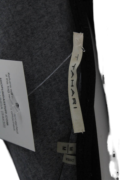 T Tahari Women Wrap Floral V-Neck Knee Length Black Polyester Dress Size M