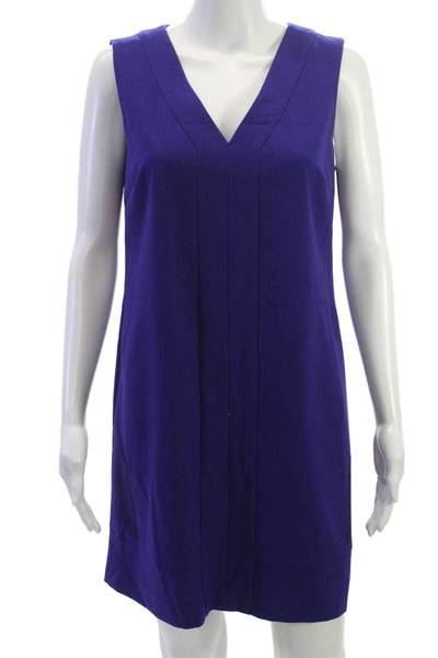 Marc New York Women Purple Shift Dress V Neck Sleeveless Knee Length Size 6
