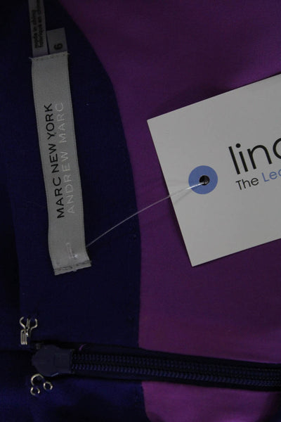 Marc New York Women Purple Shift Dress V Neck Sleeveless Knee Length Size 6