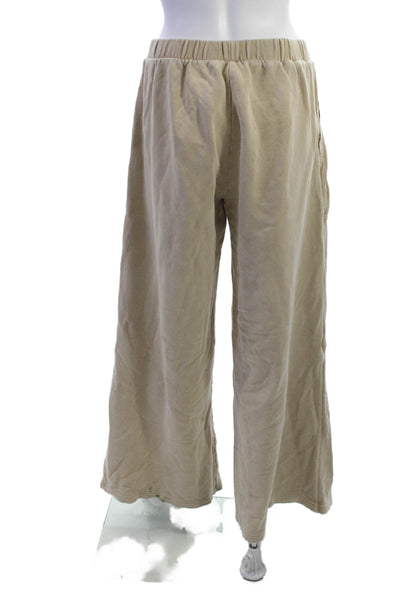 Zara Unisex Cargo Pants Beige Cotton Drawstring Solid Bohemian Size M