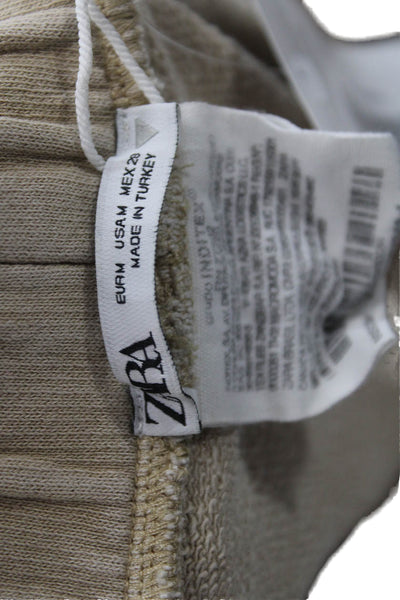 Zara Unisex Cargo Pants Beige Cotton Drawstring Solid Bohemian Size M