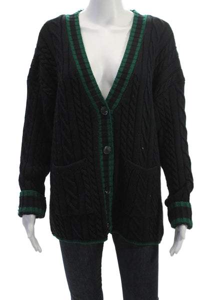 Zara Unisex Cardigan Black Button V-Neck Acrylic Long Sleeve 90s Size M