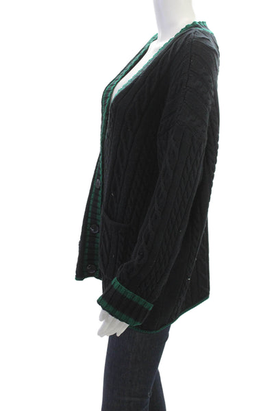 Zara Unisex Cardigan Black Button V-Neck Acrylic Long Sleeve 90s Size M