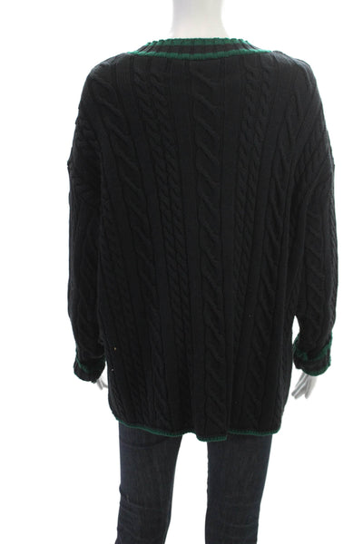 Zara Unisex Cardigan Black Button V-Neck Acrylic Long Sleeve 90s Size M