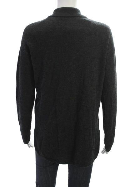 Zara Women Cardigan Wool Collared Button Long Sleeve Dark Gray Size M