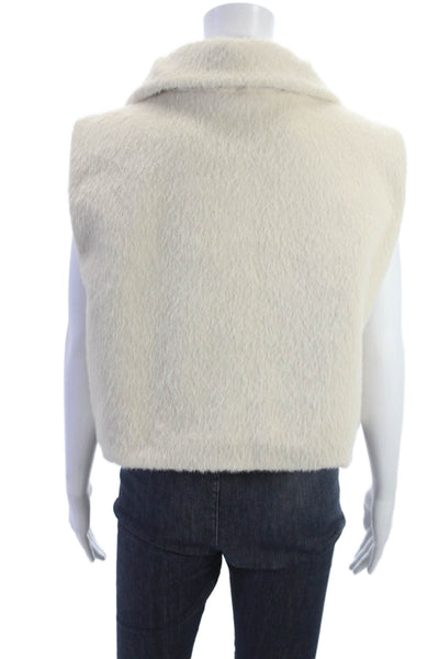 Zara Womens Collared Sleeveless Zip Vest Beige Polyester Classic Size L