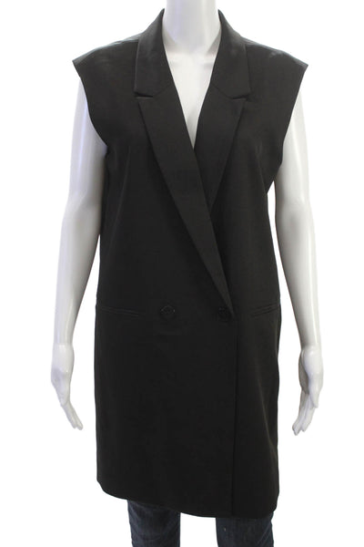 Aware By Vero Moda Womens Black Collared Button Sleeveless Vest Size 6