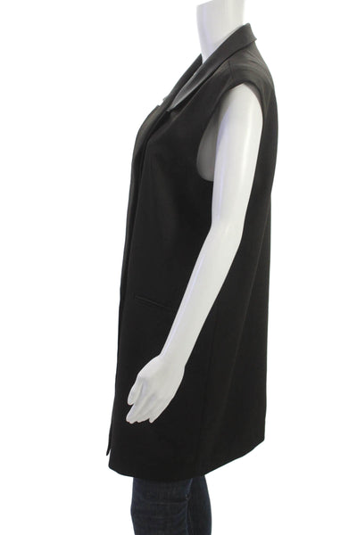 Aware By Vero Moda Womens Black Collared Button Sleeveless Vest Size 6