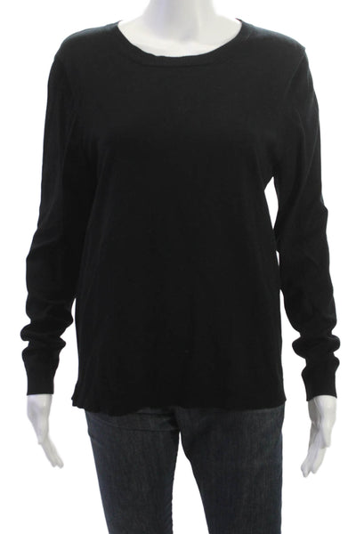 525 America Womens Basic Black Crew Neck Long Sleeve Sweater 80% Rayon Size L