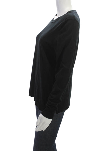 525 America Womens Basic Black Crew Neck Long Sleeve Sweater 80% Rayon Size L