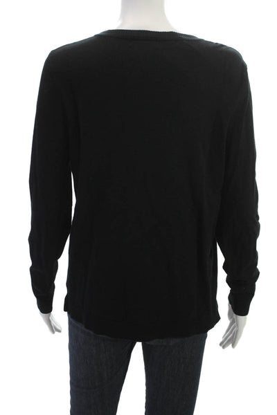 525 America Womens Basic Black Crew Neck Long Sleeve Sweater 80% Rayon Size L