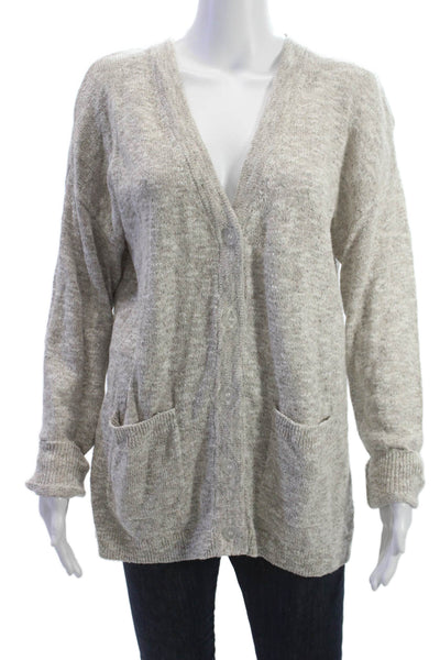 J. Society Womens Cardigan Beige V Neck Button Long Sleeve Size L