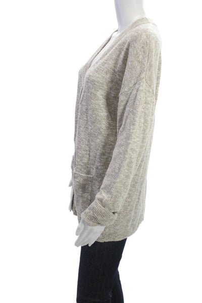 J. Society Womens Cardigan Beige V Neck Button Long Sleeve Size L