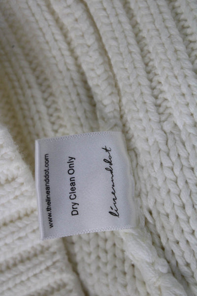 Line & Dot Womens Bohemian Argyle Crew Neck Pullover Sweater White Size M