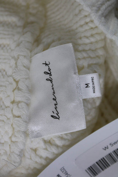Line & Dot Womens Bohemian Argyle Crew Neck Pullover Sweater White Size M