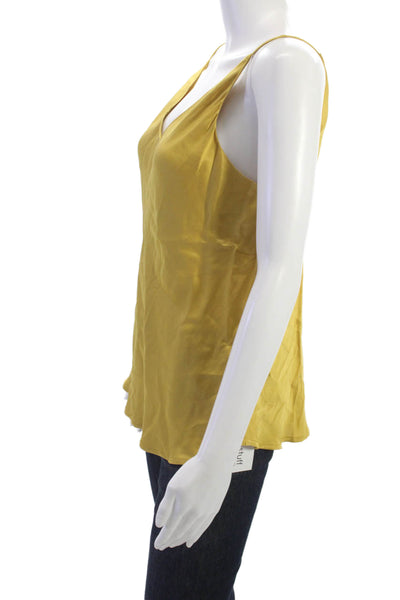 Ottod Ame Womens Yellow V-Neck Camisole Viscose Sleeveless Size 6