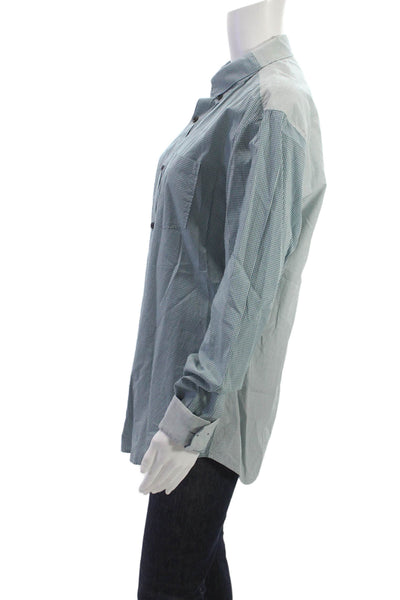 Elie Tahari Mens Collared Blue Cotton Check Button-Down Long Sleeve Size M