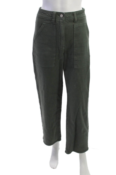 Wilfred Free Women Cropped Cargo Pants Green Button Size 4